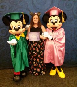 UW Oshkosh student Sara Neumann celebrates graduation from the Disney College Program.