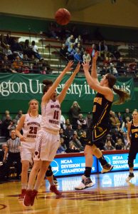 Guard Taylor Schmidt takes a jump shot in the Sweet Sixteen contest on Saturday.