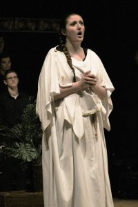 Gabrielle Hass (as Dido) sings in UWO’s opera performance on Saturday.