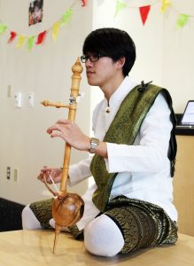 UWO education major Patiphat Tittha plays an original Thai song on the Saw U for Friday night’s Thai Cultural Event.