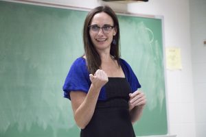 "Baker discusses review topics with her culture connections class Wednesday. She encouraged students to find unique kinds of performances for their review assignments, which could range from film, to music to theatre. "