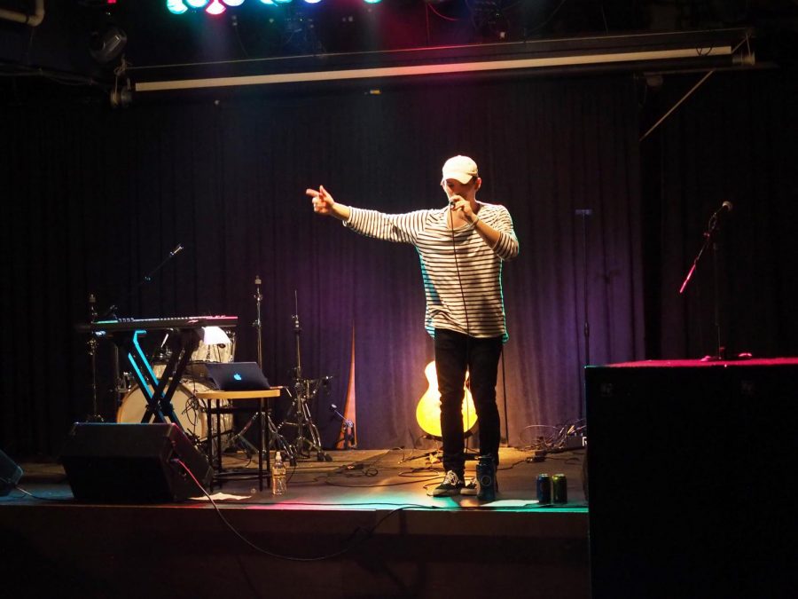 Zachary Mayer performs at UW Oshkosh Local live music night as a solo pop artist