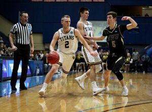 Junior guard Ben Boots drives to the basket during his 24-point performance on Saturday.