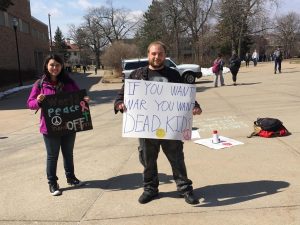 Members of Students for a Democratic Society protest U.S. involvement in Syria on the UWO campus Wednesday.