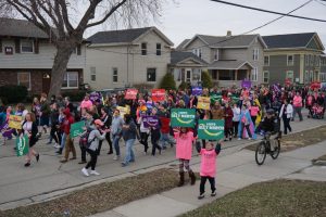 The UWO Police Department escorted students and staff marching down High Avenue during the ninth annual LGBTQ Ally March on Thursday, April 12.