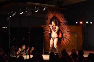 Taylor Ashton entertains the crowd during a performance for the drag show.