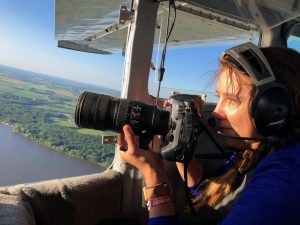 Christina Basken, photo intern, takes an air-to-air of two Swifts for EAA’s Sport Aviation magazine.