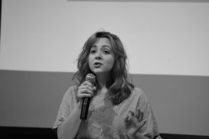 Emily Fallon performs a theatrical song for judges in the opening phase of Miss UWO pageant.