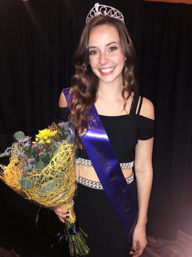 Miss UWO Eve Jewson poses with her crown and sash after competition.
