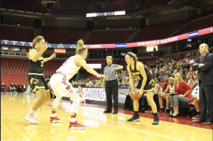 Player 22 faces off against the badgers