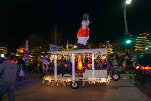 Frosty the snowman makes an appearance at the annual Oshkosh Holiday Parade.