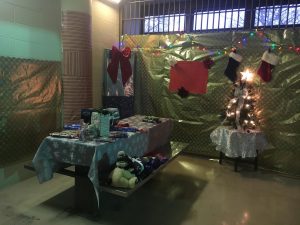 An old jail cell on the second floor of the public safety building was turned into Santa’s Workshop, a donation space, by Crime Prevention Officer Kate Mann.