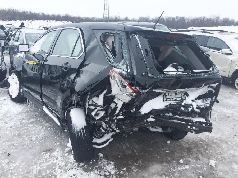 UWO staff member Kennan Timm’s car was totaled from the crash.