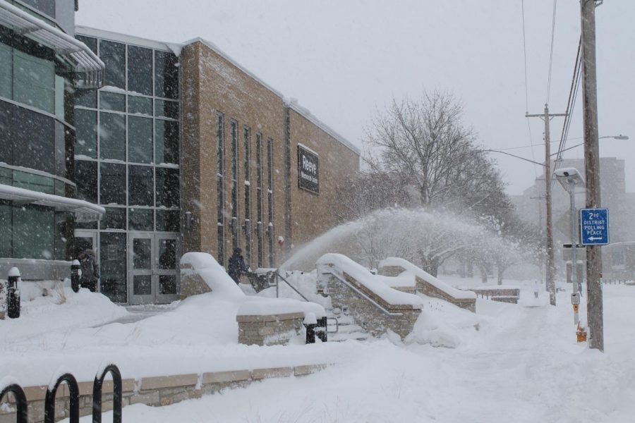 UW Oshkosh staff worked hard to remove the snow from sidewalks, streets, etc. around campus on Tuesday, Feb. 12 when the University closed due to snow.