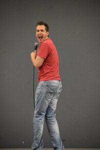 Comedian Eric O'Shea has won awards and praise from Stephen Spielberg for his "commercials" routine.