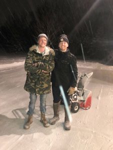 UWO students Colin Milligan and Eli Miller remove snow from locations on campus through College Cleaners, LLC, a service founded by Milligan in December 2018. Miller currently manages the company. 