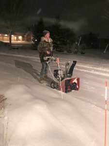 UWO students Colin Milligan and Eli Miller remove snow from locations on campus through College Cleaners, LLC, a service founded by Milligan in December 2018. Miller currently manages the company.