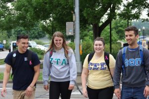 Alex Lomibao, Quinn Bachofen, Rachel Araujo and Shane Thomas hang out on a warm May day.