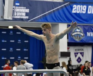 Wilke concetrates as he prepares his dive attempt on the 1-meter board. Wilke finshed 13th in the 3-meter dive and 16th in the 1-meter dive.