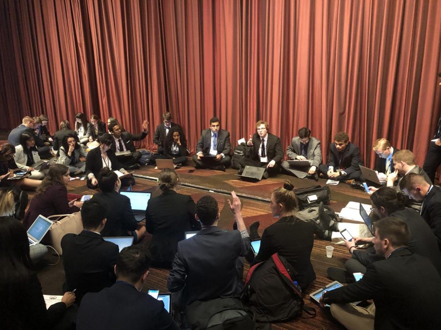 UWO Model UN students debate with other college students during the N.Y. conference.