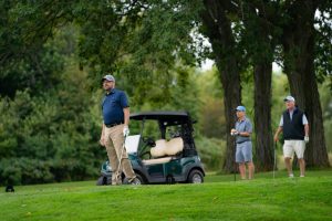 UW Oshkosh Chancellor Andrew Leavitt gazes out at the course at the UW Oshkosh Fon Du Lac golf outing on Friday, Sept. 6. The event raised an estimated $4,000 to $5,000 for UWO-FDL athletics.   