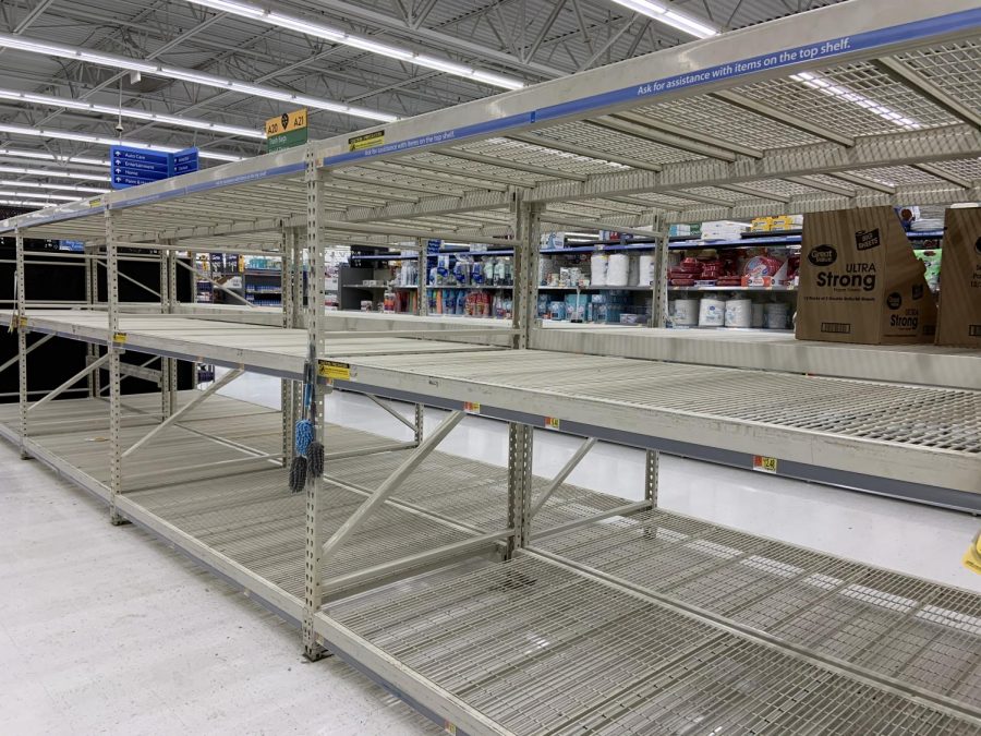 Advance-Titan Photo: Allison Russotto
Many stores such as Walmart had empty shelves for things like toilet paper as people rushed to buy necessities.  