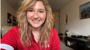Carissa Brzezinski, assistant director of brand communications at UW-Madison Athletics, encourages students to get involved in her video to current students.