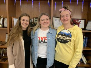 From left, UW Oshkosh journalism students Mindy Wolfe, Gabrielle Fischer and Amanda Prusak designed the FIXED website as part of their coursework in Journalism-440 Application of New & Emerging Media. 