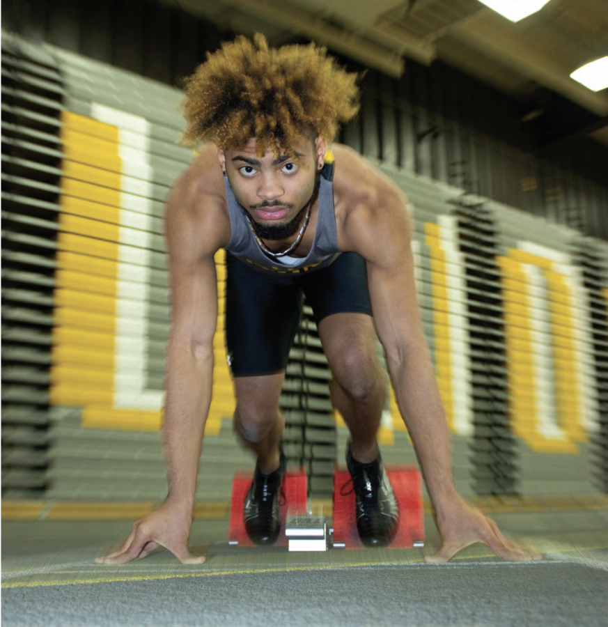 Carter Uslabar / Advance-Titan
Sophomore sprinter Jaylen Grant
currently holds the best Division
III 60m dash time at 6.88 seconds.
Grant was an indoor national qualifier last year, but the COVID-19
pandemic cancelled the event.