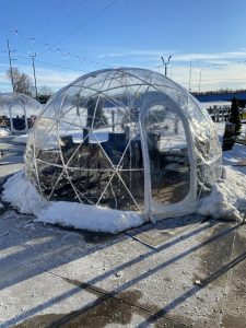 Courtesy of Cassidy Kennedy | The “River Dome” experience includes a private dome for up to eight people for 90 minutes. These domes have become a popular experience for people looking to enjoy
an outing with friends, while staying warm and safe during the pandemic.
