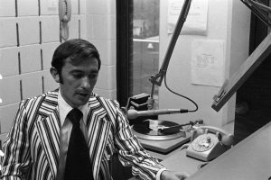 In 1971, a student broadcasts from a WRST studio in the new Arts & Communications building. 
