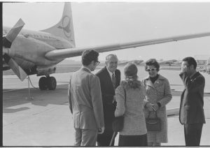 The University Archives
Actor Fredric March and his wife, the actress Florence Eldridge, arrive at the Oshkosh airport for the 1971 theater dedication.