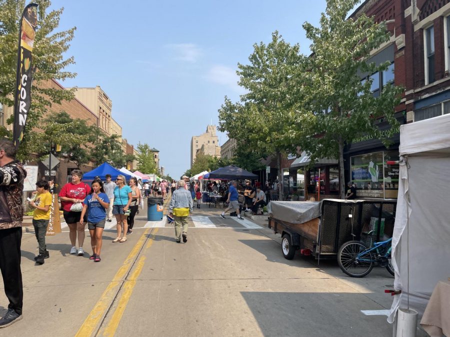 Kylie Balk-Yaatenen / Advance-Titan

Community members, UWO students and local vendors line the streets of downtown Oshkosh for the local farmer’s market held each Saturday in the summer.