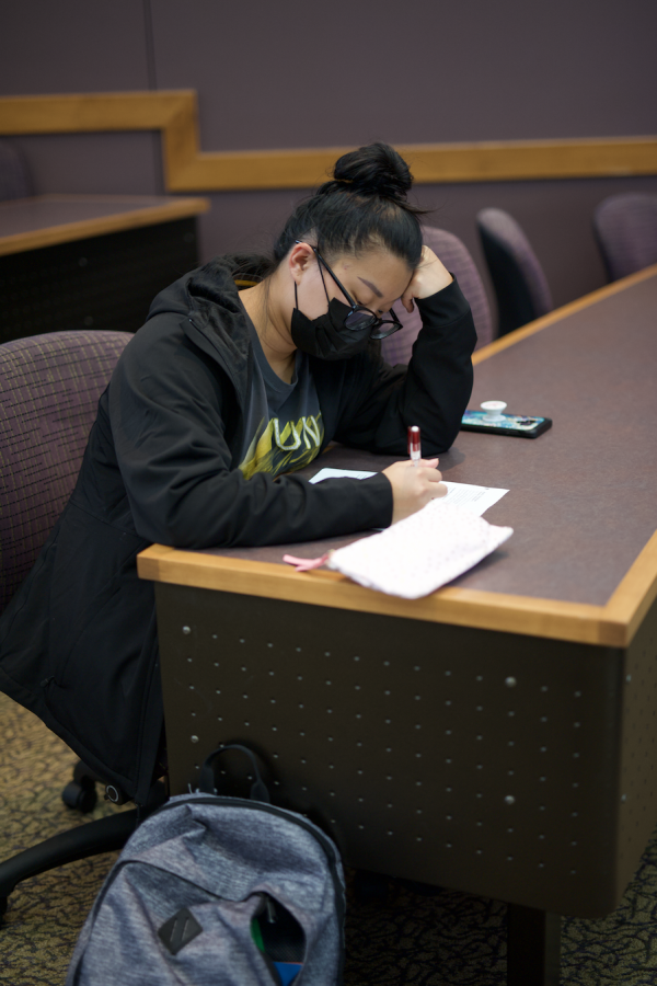 April Lee / Advance-Titan
Students at UWO are able to take quizzes and exams in-person, having to readapt to old habits. Students are no longer able to rely on their notes for quizzes and exams, unless professors allow
