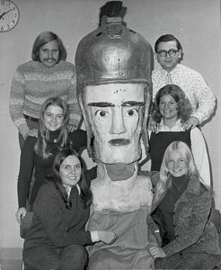 Tommy Titan poses in the 1960s with members of the Reeve Union Board. (Courtesy University Archives)