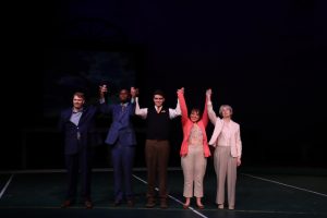 Photos courtesy of Shelby Edwards
The whole cast pictured from left to right Drake Hansen, Joshua “Levi” Starr, Jordan Whitrock, Sydney Pomrening and Lily Slivinski taking their final bow for the night.