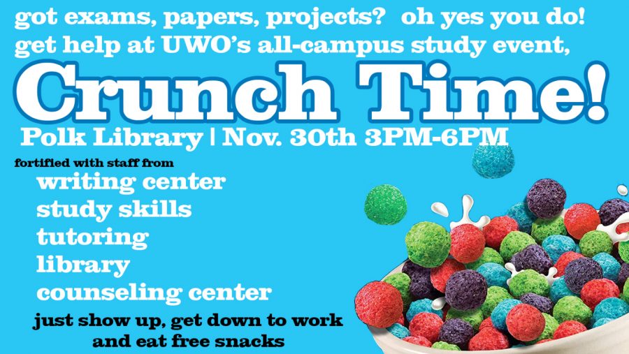Courtesy of UW Oshkosh Events
Crunch Time provides a great opportunity for students to get prepared for finals in Polk Library.