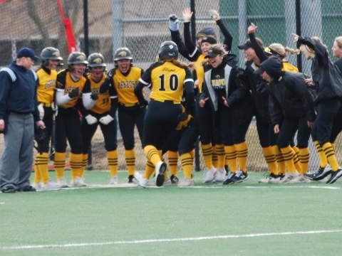 Courtesy of Sophie Wery
The team celebrates as Sophie Wery returns from getting a homerun. She has five on the year.