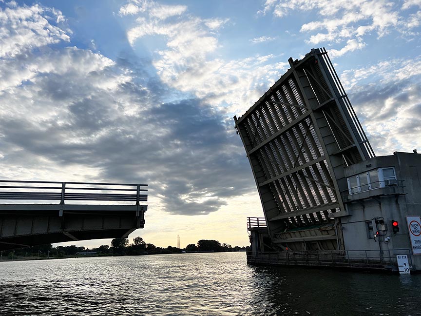 Photo: Morgan Feltz / The Advance-Titan — The Oregon/Jackson Street bridge is under construction until the end of September. Until then, no foot traffic or vehicles are able to pass over it.