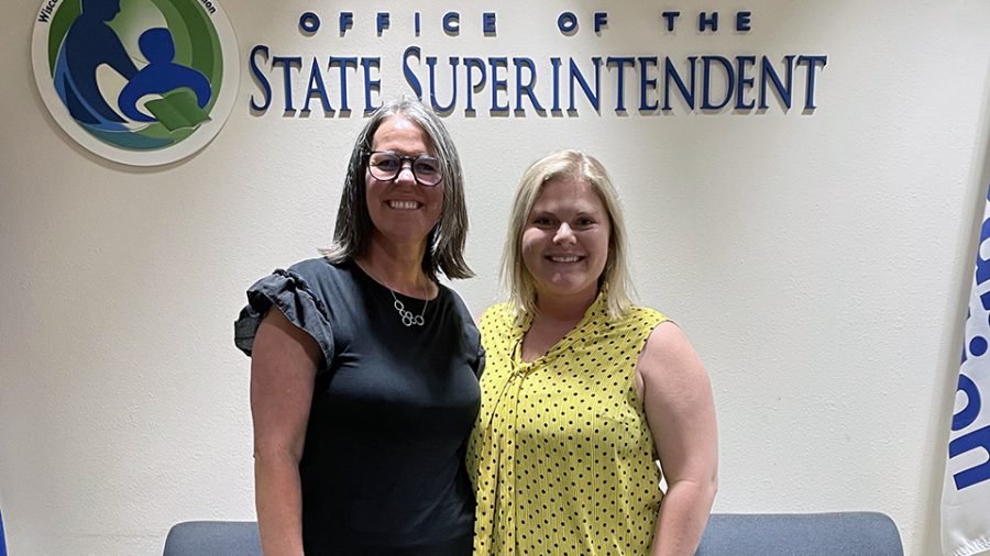 Courtesy of UW Oshkosh -- UWO alumnae Claudia Heller de Messer (left) and Katelyn Winkel-Simmerman (right) were among the teachers named by the Wisconsin Department of Public Instruction as Wisconsin teachers of the year.