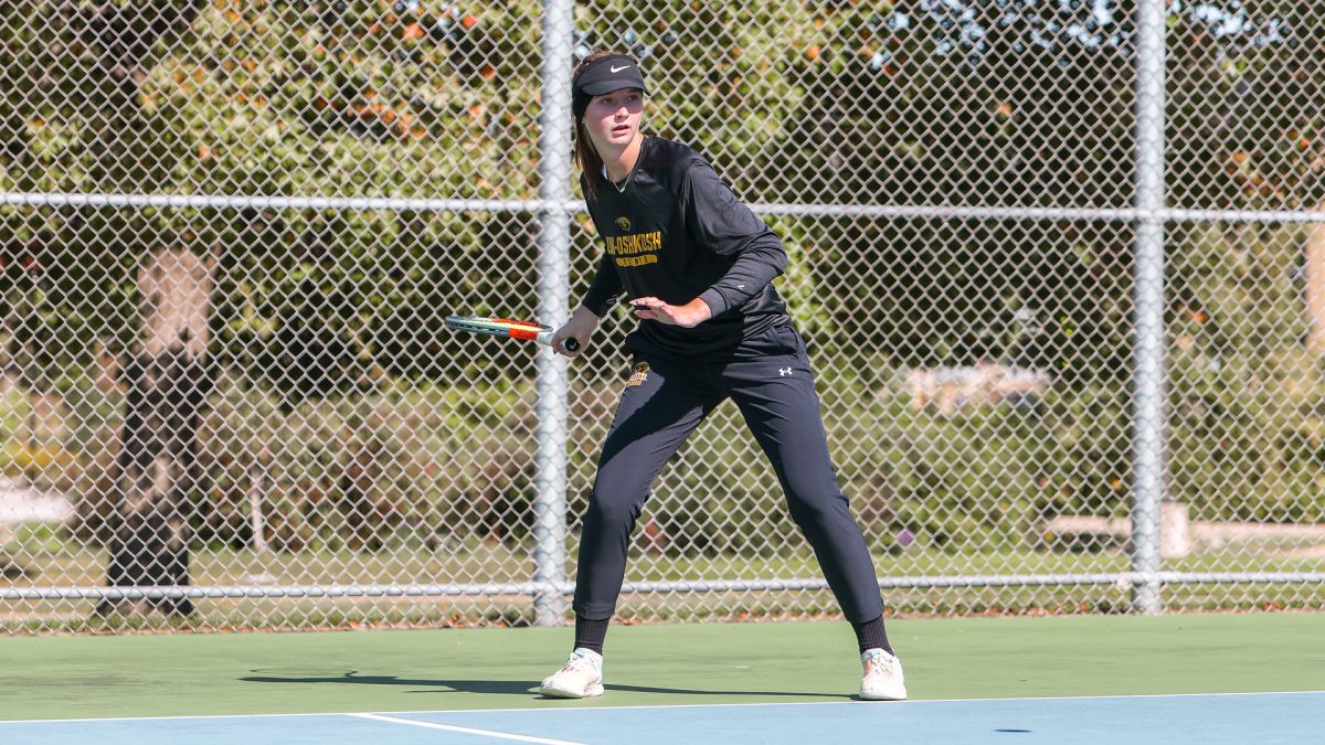 Morgan Feltz / Advance-Titan -- Kayla Gibbs and partner Jameson Gregory earned an 8-5 win in the No. 3 doubles against the Blugolds.
