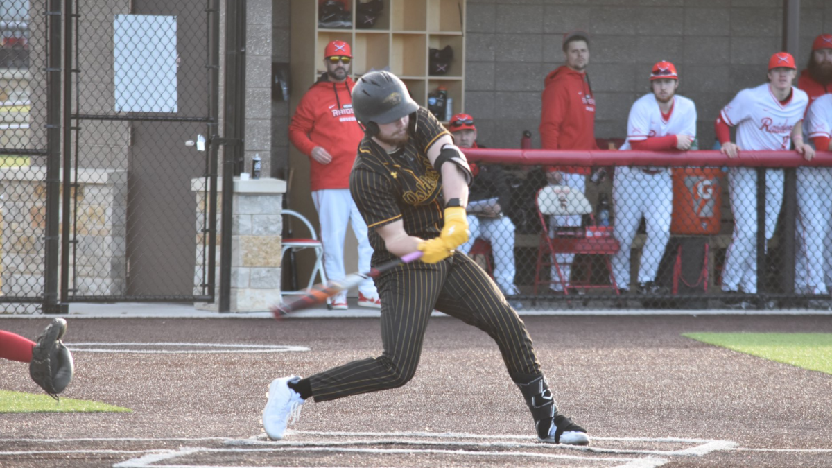 Courtesy of UWO Athletics
Titans infielder Zach Taylor swings during the Feb. 22 game versus MSOE. Taylor went 3-for-4.