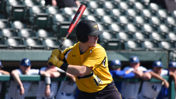 Courtesy of UWO Athletics
Danny Connelly gets in the box during an at-bat in his two-RBI game versus Benedictine University. 