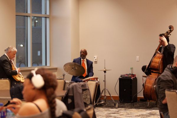 Jessica Duch / Advance-Titan
Three musicians set the tone for a fun night of soul food and jazz music at the Culver Family Welcome Center Feb. 29 to finish celebrating Black History Month.