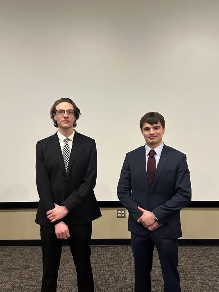 Elijah Plonsky / Advance-Titan 
Brett Einberger (left) and Jack Marotz (right) were unofficially
elected as OSG vice-president and president, respectively.