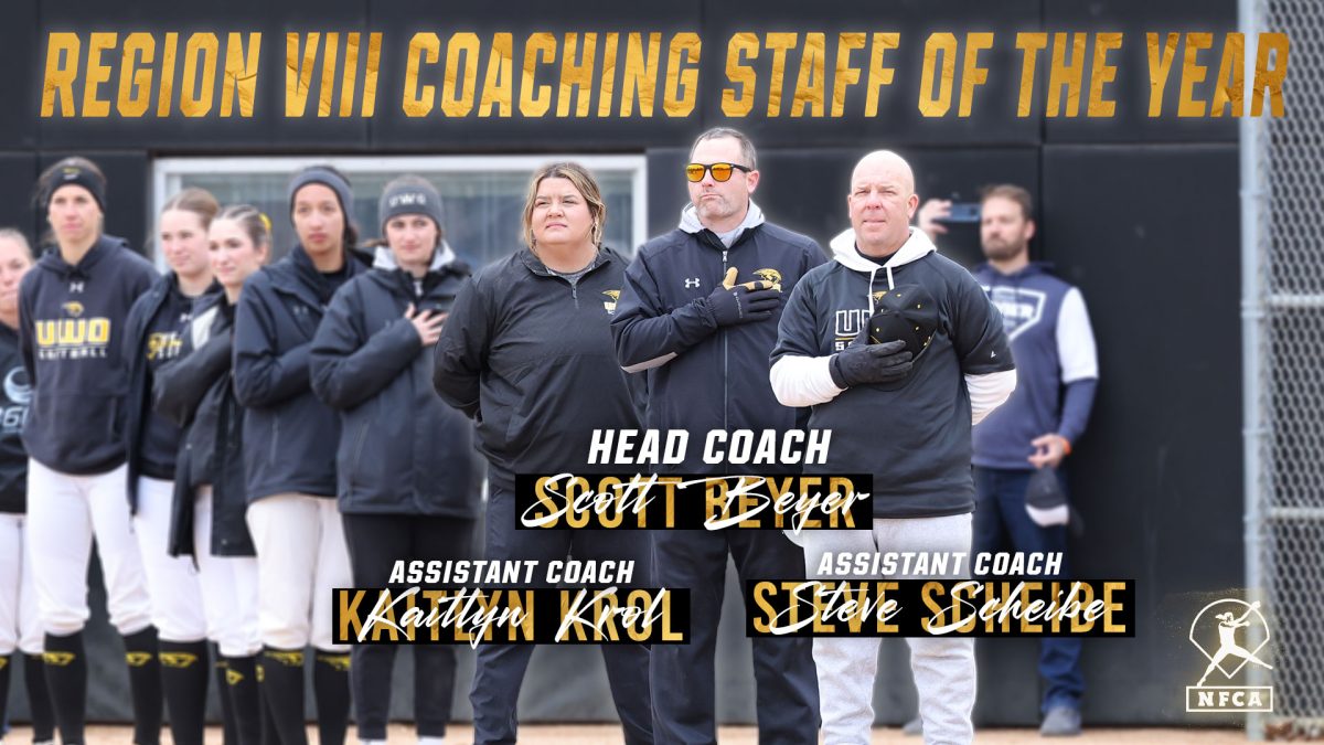 Courtesy of UWO Athletics -- The UW Oshkosh softball coaching staff was named the ATEC/National Fastpitch Coaches Association (NFCA) Region VIII Coaching Staff of the Year after leading the Titans to a fifth-place national finish in the NCAA Division III College World Series.