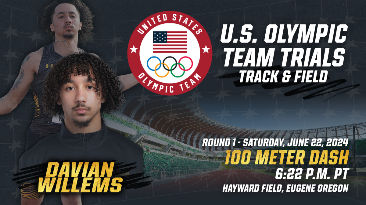 Courtesy of UWO Athletics -- UWO men’s track and field sprinter Davian Willems will head to Eugene, Oregon, to compete for a spot on the U.S. Olympic Team as part of the Olympic trials held June 22 at the University of Oregon.