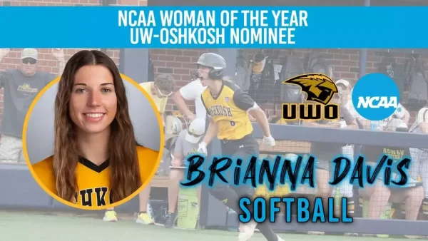 Courtesy of UWO Athletics -- Brianna Davis, the starting left fielder of NCAA World Series competitor UW Oshkosh softball team and recent graduate, is the Titans nominee for the 2024 NCAA Woman of the Year.