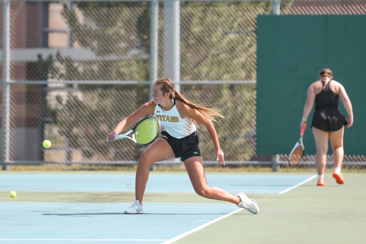 Morgan Feltz / Advance-Titan -- The UWO tennis team competes at the Kolf Sports Center Outdoor Tennis Courts during a dual meet last season.