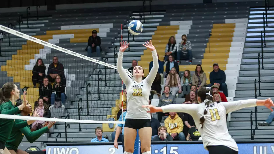 Courtesy of UWO Athletics -- The UWO volleyball team plays in a match at the Kolf Sports Center last season.